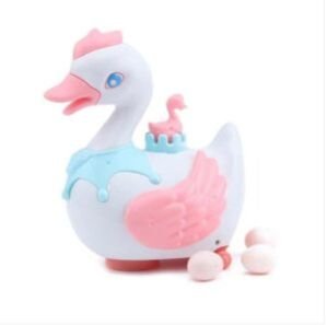 Kmc kidoz Battery Operated Electric Walking Swan Eggs Laying Musical Duck Toy Lights Sound for Kids