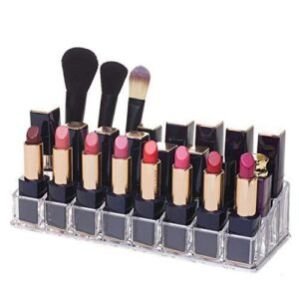 Allmart Enterprise 24 Compartment Clear Acrylic Brush Compacts Eye Shadows Lipsticks Nail Polish Holder Transparent