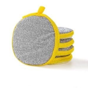2-in-1 DISHWASHING Scrub & Sponge/Kitchen, Dishes, Bathroom, Car Wash, One Scouring Scrubbing One Absorbent Side, Abrasive Scrubber Sponge (Pack of 4)