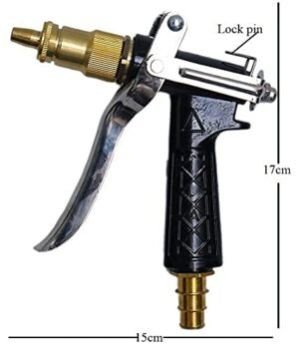 Brass High Pressure Hose Nozzle Adjustable Water Spray Gun with Clamp for Car Motorbike and Any Vehicle Cleaning, Gardening, Washing (Black)
