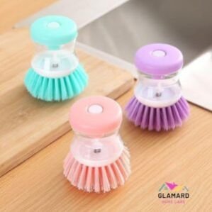 Plastic Premium Cleaning Brush with Liquid soap Dispenser for Kitchen Sink washbasin, Kitchen Cleaning Brush Scrubber Dish Bowl Washing Brush Sponge