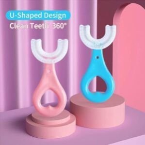 Shaped Silicone head Toothbrush for Kids/Baby with 360 Degree Cleaning Suitable for 2-6 Years (Multicolor, Pack of 2, Heart Design)