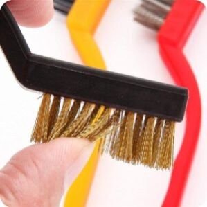 Arts Set of 3 Pc Mini Wire Brush Cleaning Tool Kit Brass, Nylon, Stainless Steel Bristles, Gas Cleaning Brushes Iron Nylon Copper Wire for Car Kitchen Gas Stove Cleaning Tool