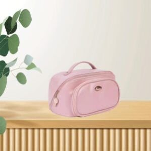 Multipurpose Transparent Toiletry Hand Bag for Women & Men Travel Pouch Makeup CosmeticTravel Organizer Pouch. (Medium, Baby Pink)