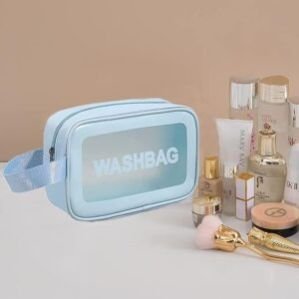 Travel Wash Bag with Hook Makeup Pouch Toiletry Storage Organizer Portable Case Carry Pouch for Women and Kids (Small, Blue)