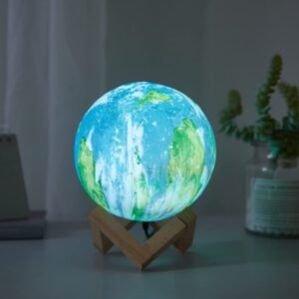 STAR WORK Earth Lamp Night Light 16 Colors LED 5.9 Inch 3D Earth Lamp with Wood Stand, Touch & Remote Control, Birthday Gift for Baby, Kids, Girls, Boys