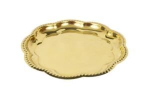 Traditional Handcrafted Brass Thali/Aarti Plate for Pooja/Worship -Zigzag- (Large)