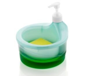 Soap Dispenser Dish Soap Dispenser for Kitchen – Sponge Holder Sink Dish Washing Soap Dispenser, Dish Washing Liquid Soap Dispenser with Sponge Holder