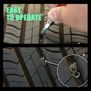 Tire Repair Rubber Nail Car Tire Repair Nails Tire Repair Rubber Screws Fast Tire Repair Tool For Car Motorcycle Tire Puncture Repair, Black