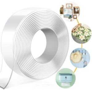 Double Sided Tape, Heavy Duty Self Adhesive Tape, Two Side Sticky Pads Strong Wall Adhesive Strips No Marks Reusable Removable Clear Tape for Picture Hanging, Carpet Glue