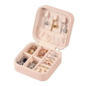 Pu Leather Small Jewelry Box, Travel Portable Jewelry Case For Ring, Pendant, Earring, Necklace, Bracelet Organizer Storage Holder Boxes (Pink)