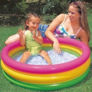Sunset Glow 3 Ft Round Swimming Pool for Kids | Inflatable Round Colourful Ring Baby Pool Portable Baby Bath tub | 0-5 Years | Indoor & Outdoor