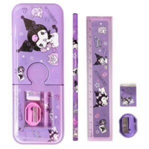 Kuromi Cartoon Pencil Box with Sharpener & Eraser – Double Layer Metal Purple Kuromi Pencil Box, Ideal for School & Birthday Gifts, Cartoon Pencil Childeren’s Day Birthday Gift (Purple)