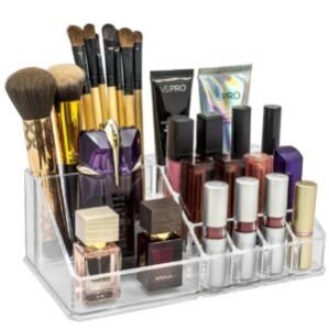 Cosmetic Organizer 16 Compartment Cosmetic Makeup Jewelry Acrylic Lipstick Storage Organizer Box lipstick and nail paint stand holder (Pack of 1)