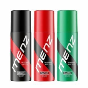 MENZ Deodorant for Men/Deo/Body Spray/Fresh scent/long Lasting Fragrance/premium and luxury/Body odor protection/Combi Pack Long Lasting Deodorants – Cartel, Macho And Urban 150Ml Each, Pack of 3