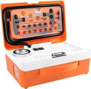 Electric High Pressure Pump with Tire Repair Tool Car Dual-Cylinder Air Pump High-Power Car Air Pump Tire Repair Portable Air Compressor Pump with LED Light (Car Inflator with Repair Kit)