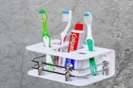 Acrylic Toothbrush Stand with Bottle Holder/Tumbler Holder/Brush & Paste Holder for Bathroom Stand Organizer Rack with Handwash Stand Wall Mounted (Brush & Paste Holder)