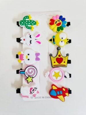 PN Baby Cartoon Aeroplane Kitty Flower Hair Clips for Women (Pack of 10)