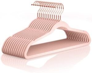 Non-Slip Velvet Hangers Premium Suit Hangers Ultra Thin Space Saving 360 Degree Swivel Hook Clothes Hangers | Pink | Set of 06