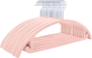 Velvet Heavyduty- Non Slip No Shoulder Bump Suit Hangers – Chrome Hooks,Space Saving Clothes Hangers,Rounded Hangers For Coat,Sweater,Jackets,Pants. (Pink, 6), 1 Count