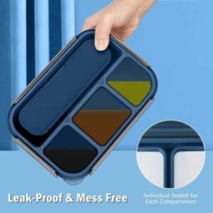 Plastic Lunch Boxes for Adults-1300 Ml Lunch Box for Kids, with Spoon&Fork-Durable Perfect Size for On-The-Go Meal, Bpa-Free&Food-Safe Materials (Multicolour)