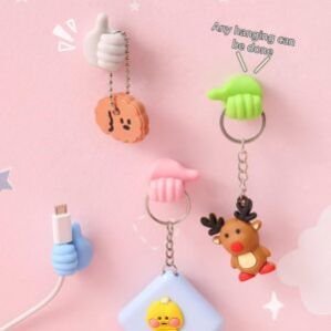 Thumb Wall Hooks, Creative Thumbs Up Shape Wall Hook, Finger Key Hook Wall Hangers for Storage Data Cables, Earphones, Plugs, Masks