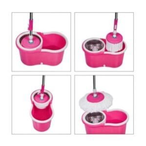 Migento Bucket Mop with an Additional Refill Pink