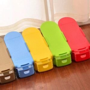 Space Saver Double Deck Shoe Rack for Home Adjustable for Closet Organization Plastic Shoe Slots Space Saver