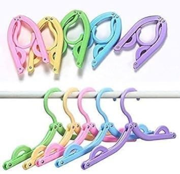 Foldable Clothes Hanger, Plastic Hangers with Non-Slip Pads Clothes, Multi-Functional Wardrobe Magic Hanger for Travel and Home