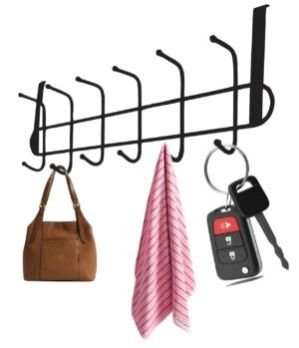Steel Over The Door Hook Hanger, Hanging Organizer Rack with No Hole Drilling Required for Bedroom, Bathroom & Kitchen Doors of Shirts, Belts, Towels with