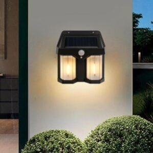 Flame Outdoor Wireless Motion Sensor Solar Wall Light with 3 Lighting Modes and IP65 Waterproof Exterior Spotlight for Garden Yard Patio Fence Outside Decoration