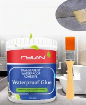 1 Crack Seal Glue 300gm with Brush Transparent Waterproof Glue for Roof Leakage Crack Seal Agent Roof Water Leakage Solution Water Proof Glue Transparent Glue Waterproofing for Pipe Wall Tiles