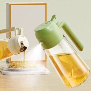 Oil Sprayers, 2 In 1 Olive Oil Dispenser & Oil Sprayer Oil Pots For Kitchen, Salad,Bbq,Roasting, Oil Vinegar Bottle Dual-Use Kitchen Cooking Tool (Multi Color) – Glass, 550 Ml