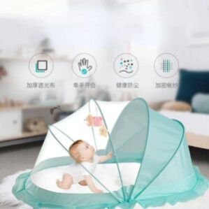 Foldable Baby Mosquito Net, Bottomless Net for Infants, for Safe & Easy Use | Ensures Your Baby’s Safe Sleep 135 x 65 x 65cms, for Babies & Toddlers (0 to 24 months) – OCEAN GREEN