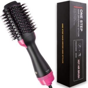 Blowout Hair Dryer Brush,Upgraded 4-In-1 One Step Hot Air Brush,Hair Dryer & Volumizer & Volumizing Styler Comb,Negative Ion Straightening Brush For All Hair Types,Oval Shape-Black,1200 Watts