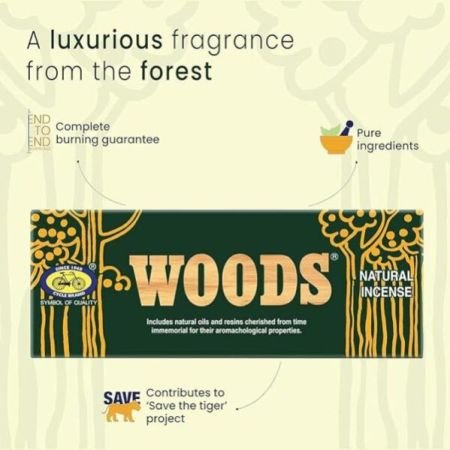 Woods Natural Incense Sticks || Pack of 2 (50 Agarbatti Sticks) Woody, Sandal-Amber Natural Fragrance for Puja, Meditation || Festive Fresh Vibes Visit The Cycle Store